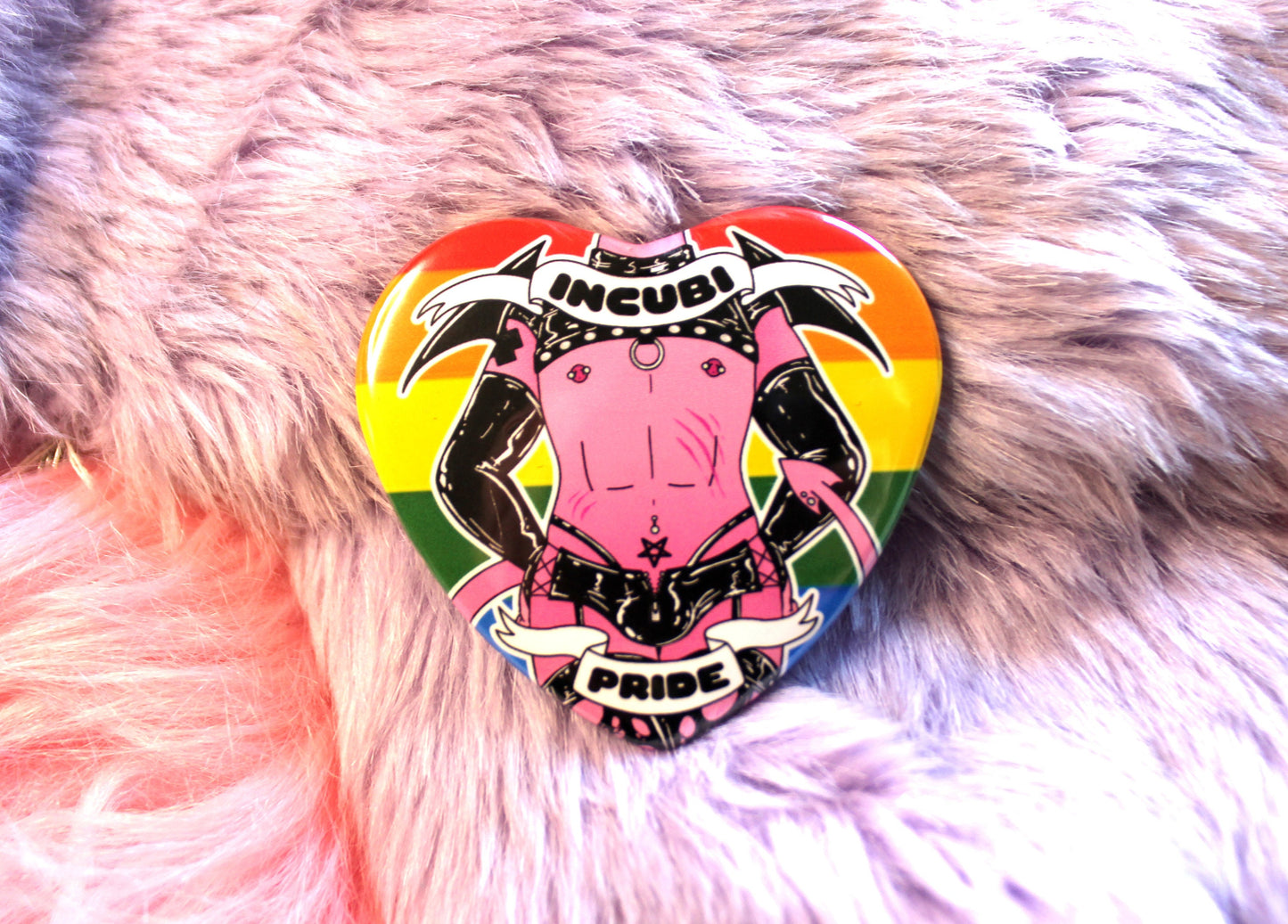 Incubi Pride Heart Badge (55mm) - LGBTQ+ Incubus Pride Flag