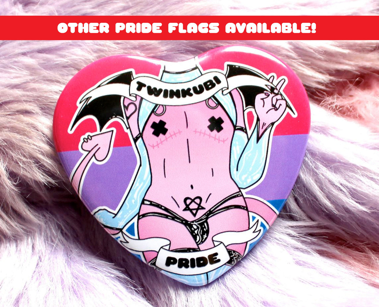 Twinkubi Pride Heart Badge (55mm) - LGBTQ+ Incubus Pride Flag