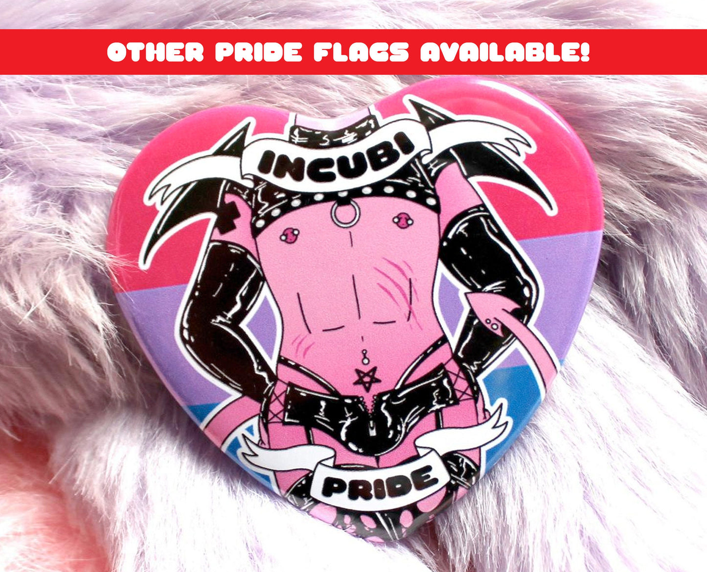 Incubi Pride Heart Badge (55mm) - LGBTQ+ Incubus Pride Flag