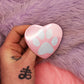 Pastel Paw Holographic Heart Badge (55mm) - Blue and Pink Paw Print