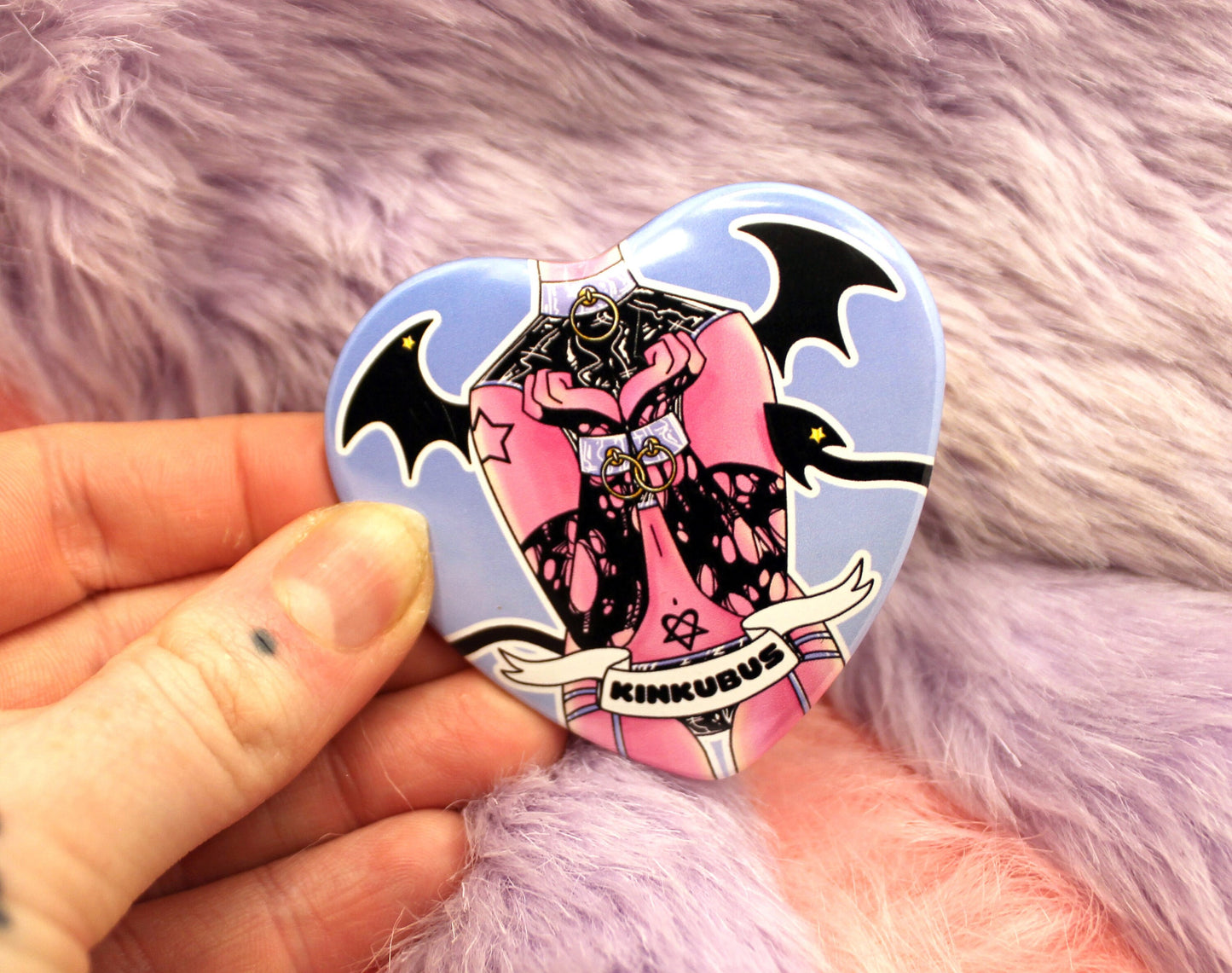 Kinkubus Concubus Heart Badge (55mm) - Androgynous demon badge