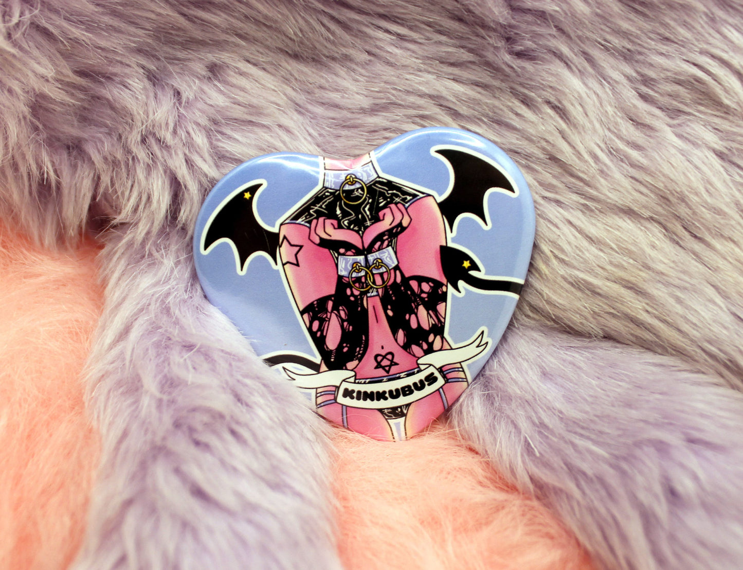 Kinkubus Concubus Heart Badge (55mm) - Androgynous demon badge