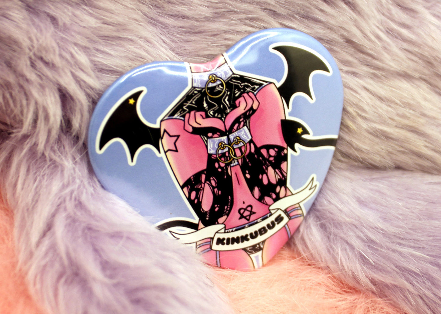 Kinkubus Concubus Heart Badge (55mm) - Androgynous demon badge