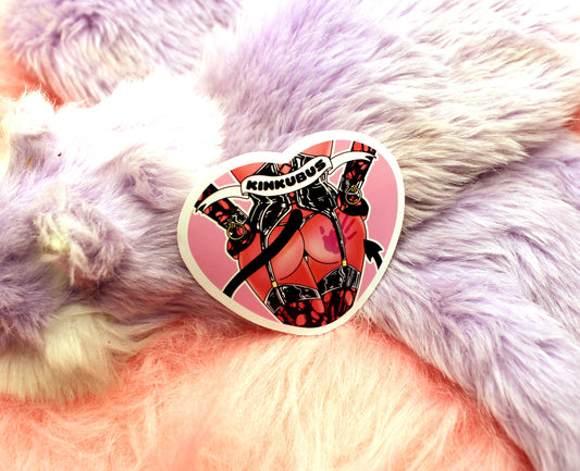 Kinkubus Red Succubus Heart Sticker (55mm) - kinky demon woman stickers