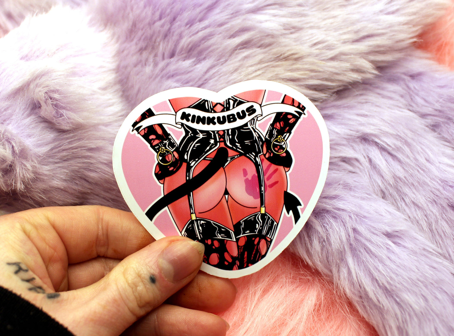 Kinkubus Red Succubus Heart Sticker (55mm) - kinky demon woman stickers
