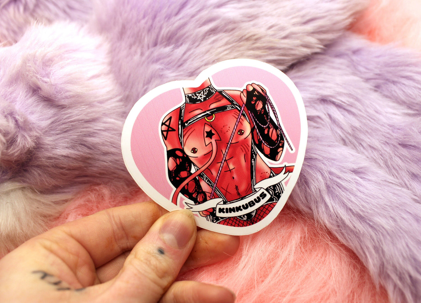 Kinkubus Red Incubus Heart Sticker (55mm) - kinky demon man stickers