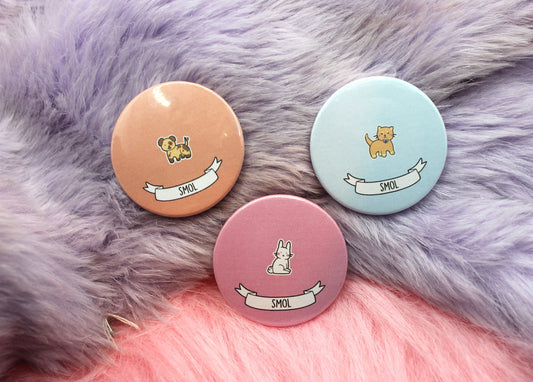 Smol Animal Badges (38mm) - Cat Rabbit Dog Puppy Bunny Kitten small animals