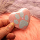 Pastel Paw Holographic Heart Badge (55mm) - Blue and Pink Paw Print
