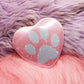 Pastel Paw Holographic Heart Badge (55mm) - Blue and Pink Paw Print