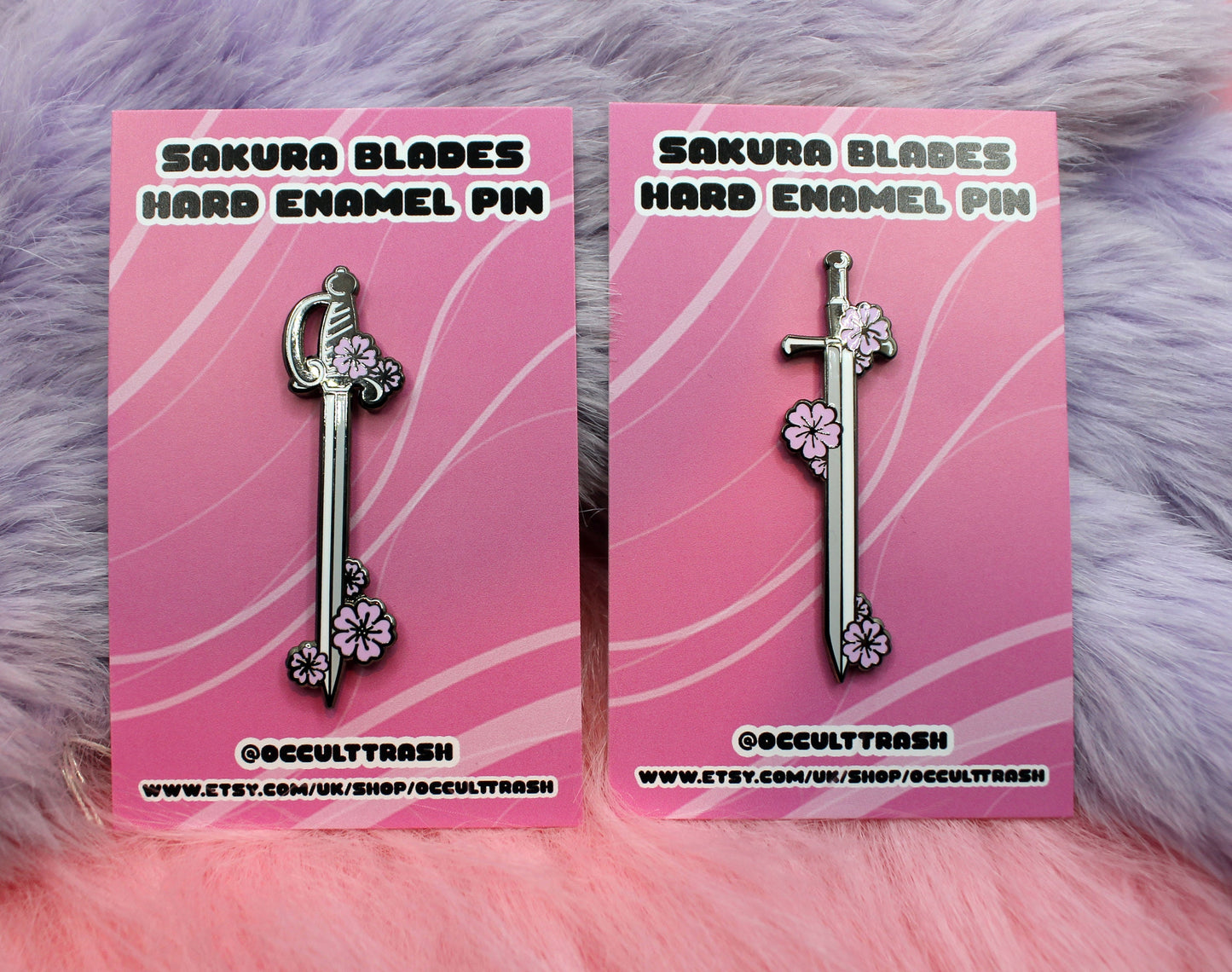 Sakura Rapier Sword Enamel Pin (A Grade, Hard, Black Nickel) - Sakura Blades Pin Set