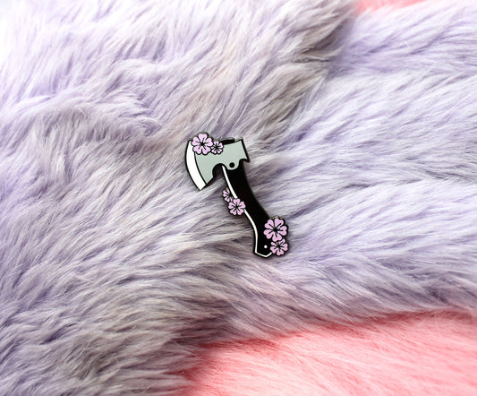 Sakura Axe Enamel Pin (A Grade, Hard, Black Nickel) - Sakura Blades Pin Set