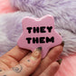 They/Them Pronoun Pentagram Star Badges (55mm) - Pink and Black