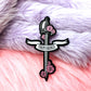 Them Fatale Iron-On Patch (60mm) - non-binary sword flowers embroidered patch