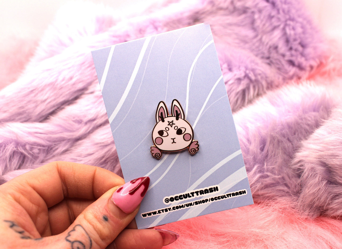 Dark Jasper Enamel Pin (A Grade, Hard, Rose Gold) - Jackalope Rabbit