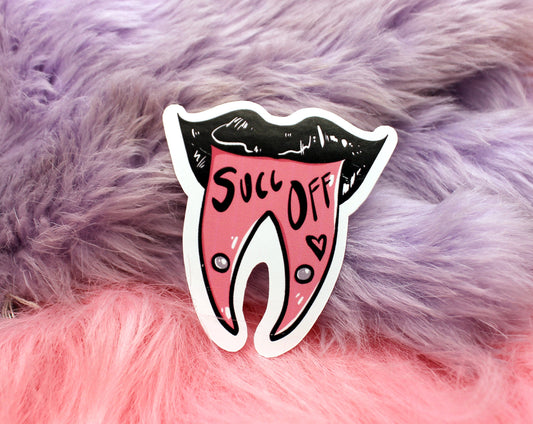 Succ Off Pierced Split Tongue Sticker (6cm)