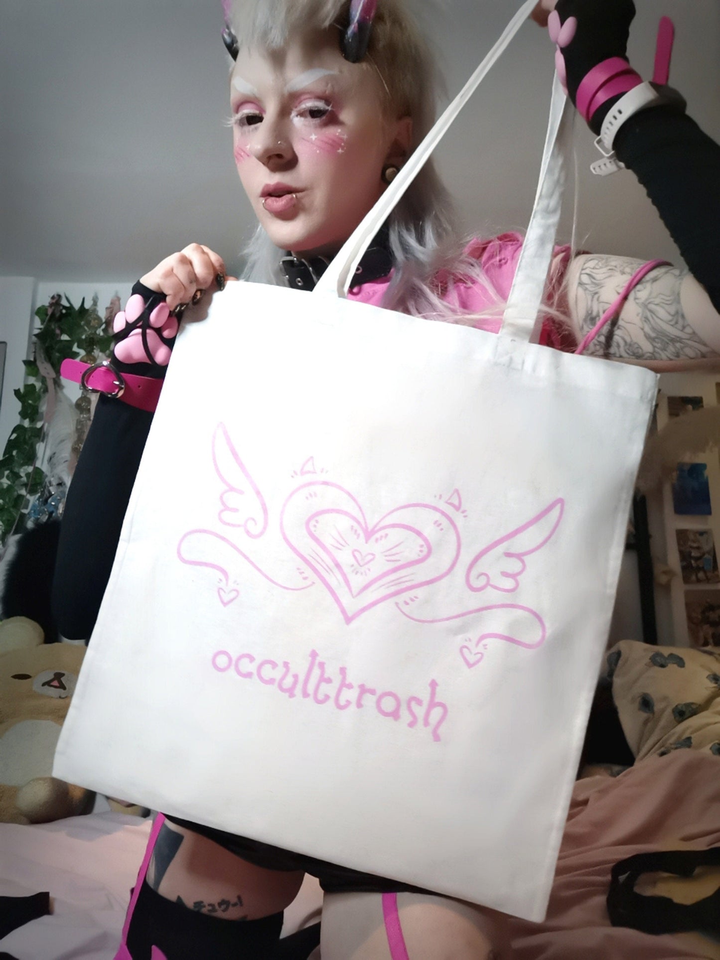 Occult Trash Heart Sigil Tote Bag - White Edition