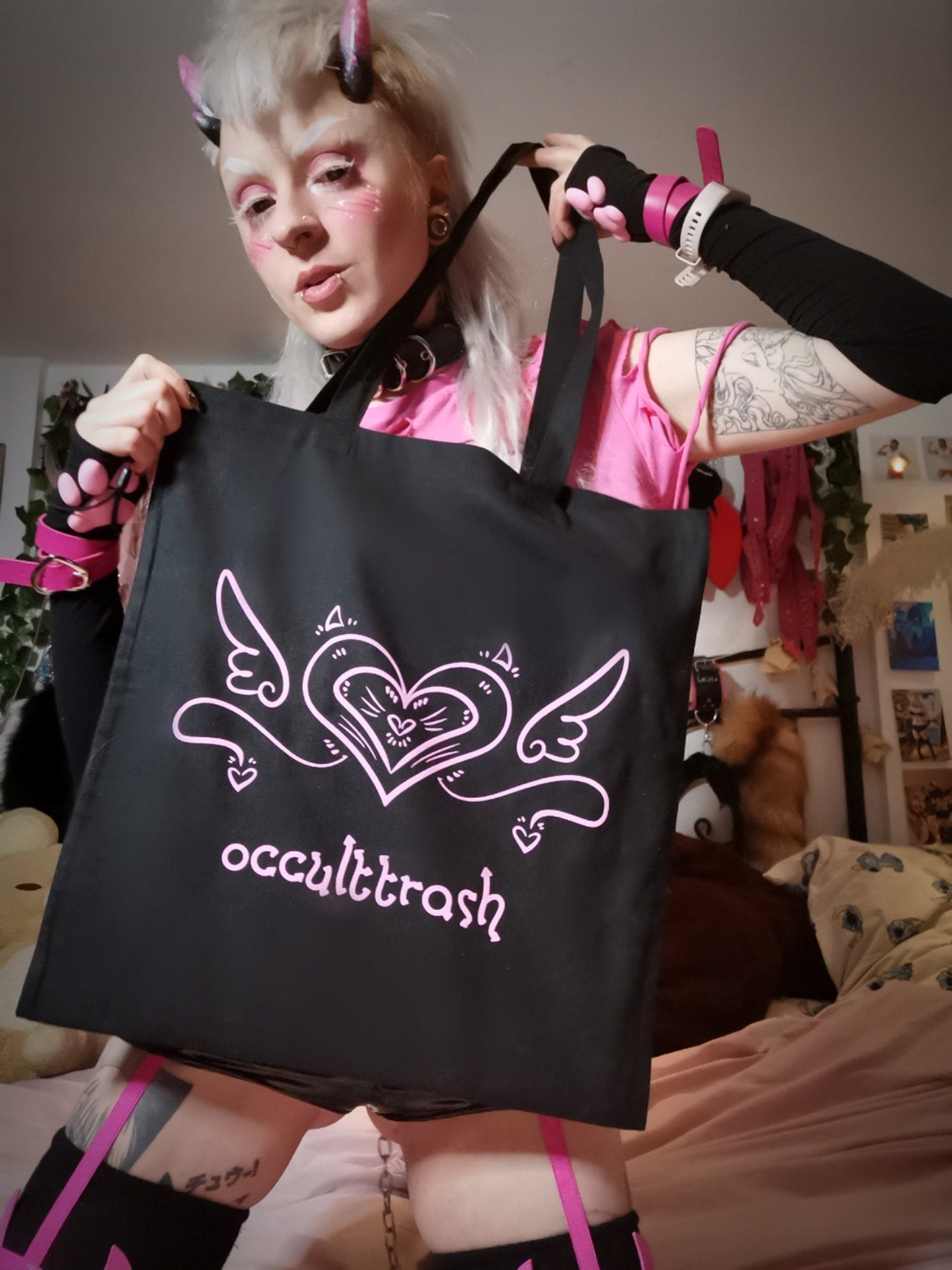 Occult Trash Heart Sigil Tote Bag - Black Edition