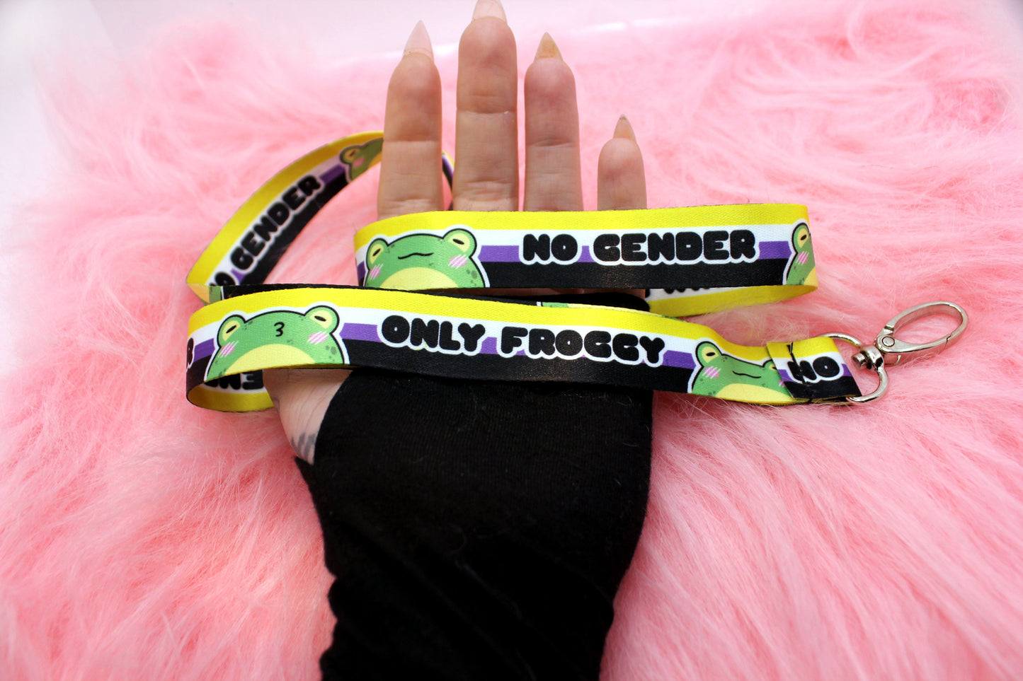 No Gender Only Froggy Lanyards - Non-Binary Pride Flag