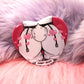 Knot Slut Furry Heart Badge (55mm) - Bunny Butt with Hearts