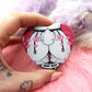 Knot Slut Furry Heart Badge (55mm) - Bunny Butt with Hearts