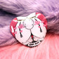 Knot Slut Furry Heart Badge (55mm) - Bunny Butt with Hearts