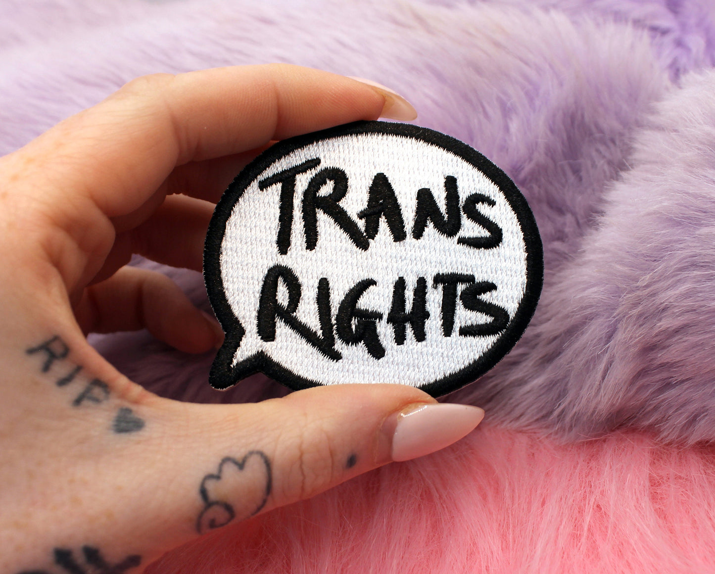 Trans Rights Speech Bubble Iron-On Patch (60mm)
