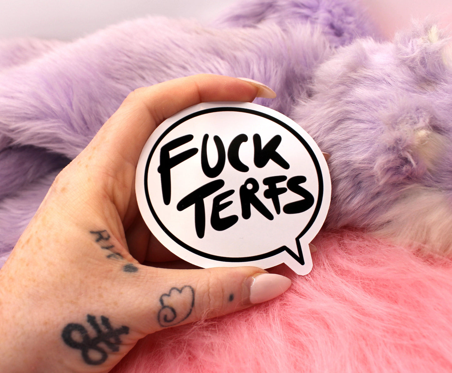 Fuck TERFs Speech Bubble Sticker (60mm) - Trans Rights