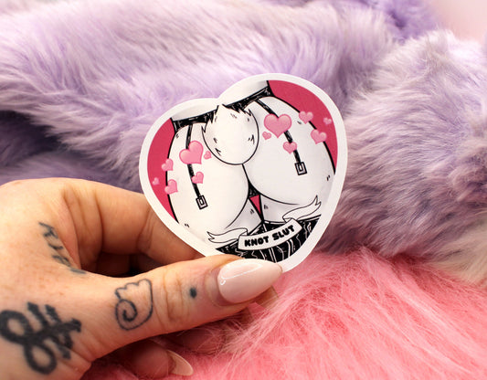 Knot Slut Furry Heart Sticker (55mm) - Bunny Butt with Hearts