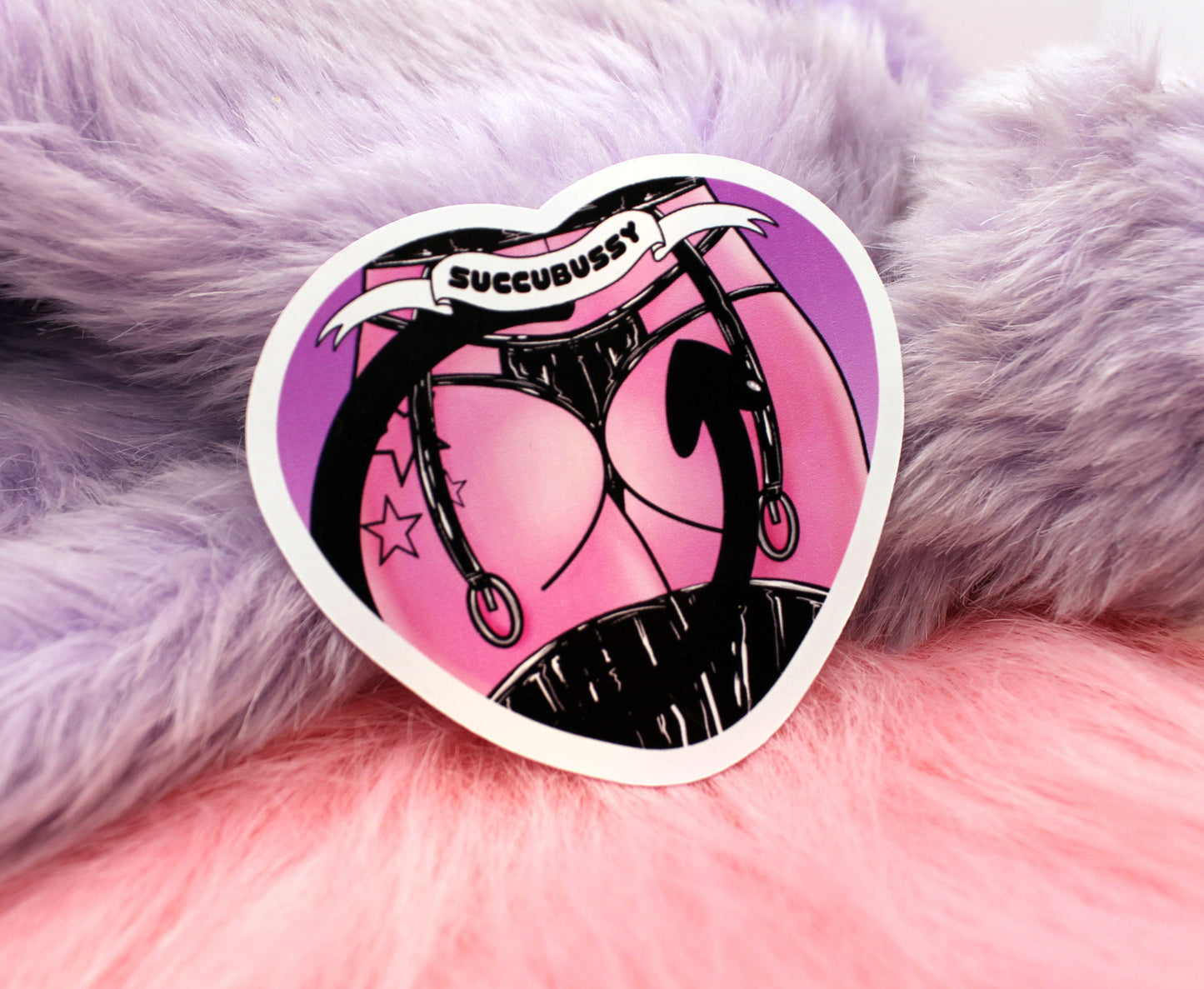 Succubussy Heart Sticker (55mm) - Demon Lingerie Pin-Up