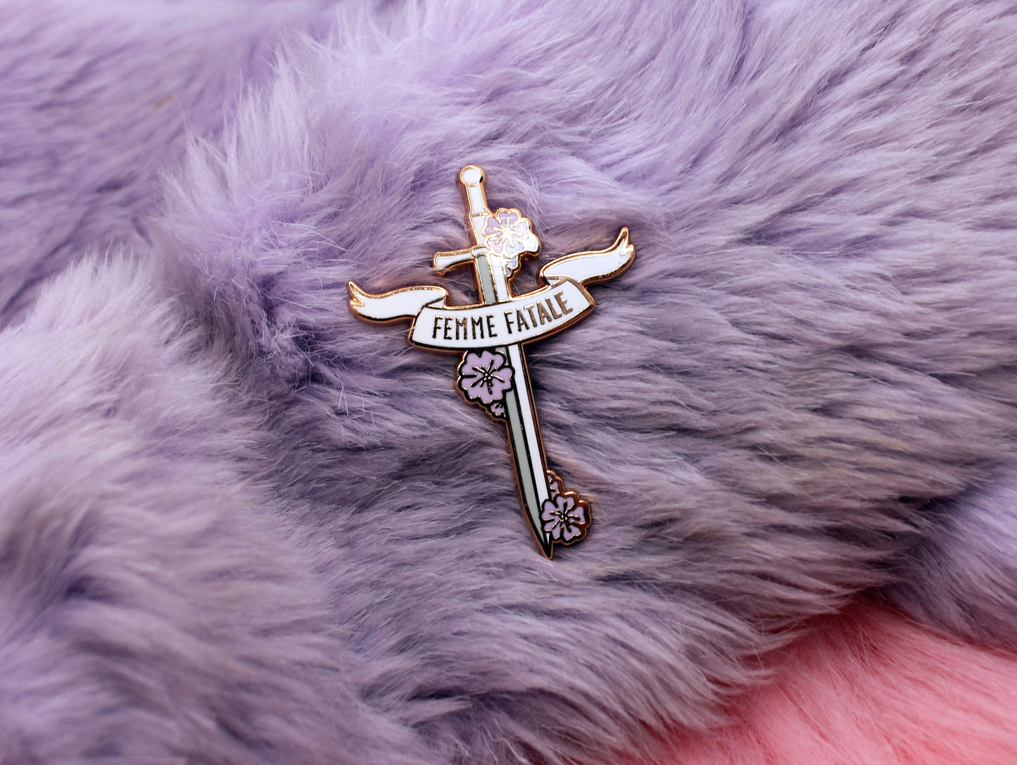 Femme Fatale Rapier Sword Enamel Pin (A Grade, Hard, Rose Gold)