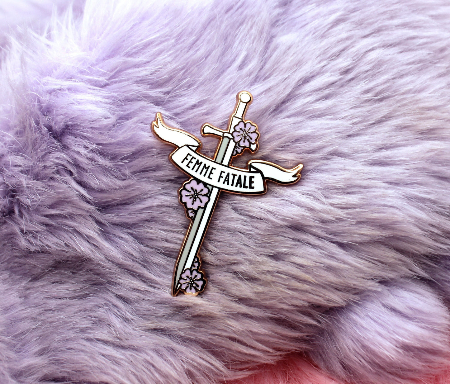 Femme Fatale Rapier Sword Enamel Pin (A Grade, Hard, Rose Gold)