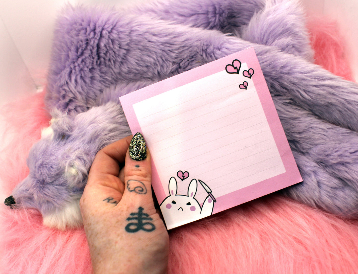 Bunny Murder Sticky Note Lined Memopad (11x11cm)