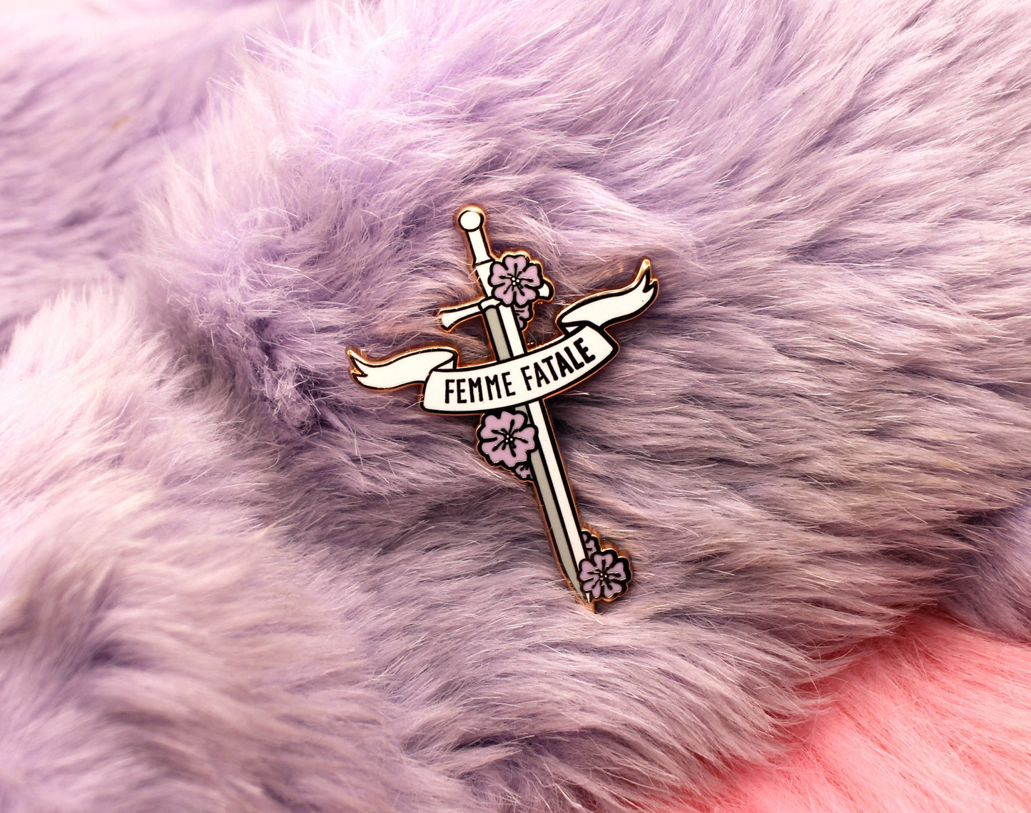 Femme Fatale Rapier Sword Enamel Pin (A Grade, Hard, Rose Gold)