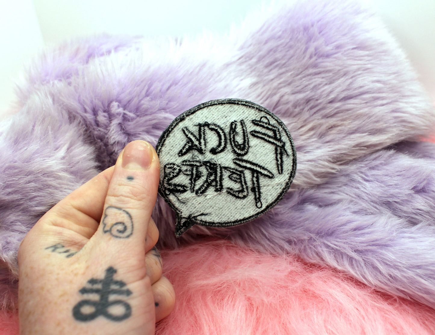 Fuck TERFs Speech Bubble Iron-On Patch (60mm)