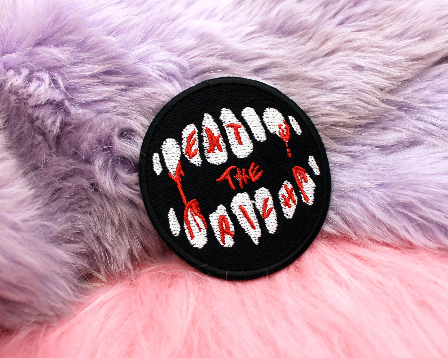 Eat The Rich Iron-On Patch (60mm) - leftist teeth embroidered patch