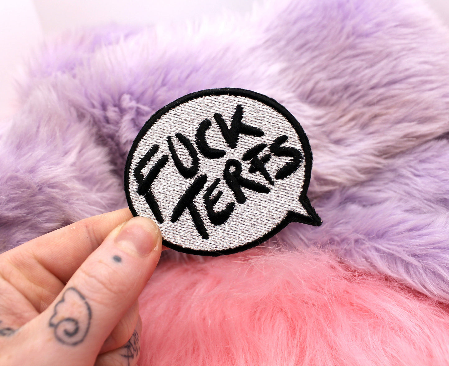 Fuck TERFs Speech Bubble Iron-On Patch (60mm)