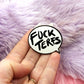 Fuck TERFs Speechbubble Enamel Pin (A Grade, Hard, Black Nickel)