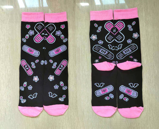 Black Menhera Socks (Size 3-9 UK)